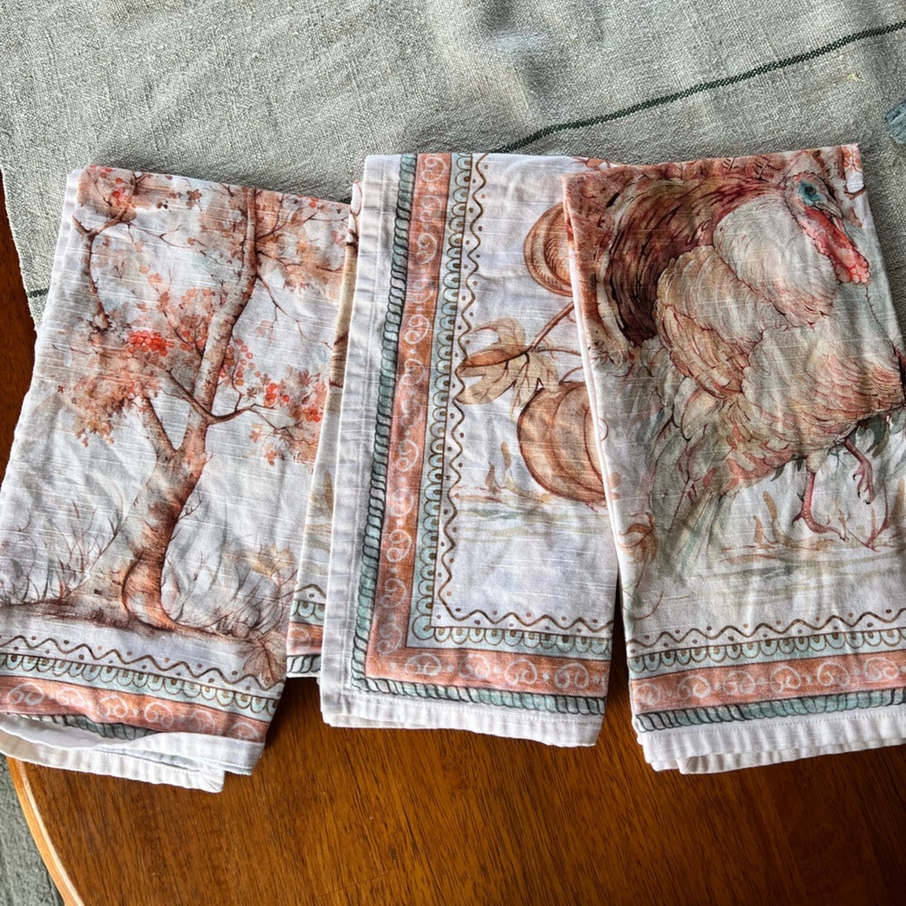 Decorative Kitchen Towels with Pumpkin and Turkey Design​